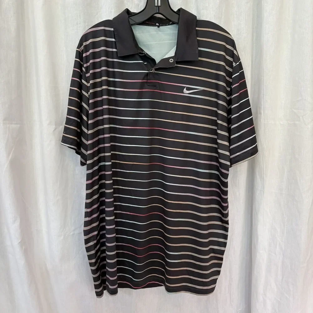 EUC Nike Dri Fit Tiger Woods golf polo shirt‎ Mens XL short sleeve multi colour